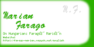 marian farago business card